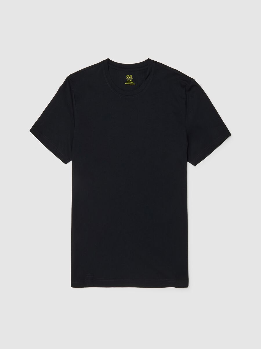 Black pure cotton regular fit t-shirt_0