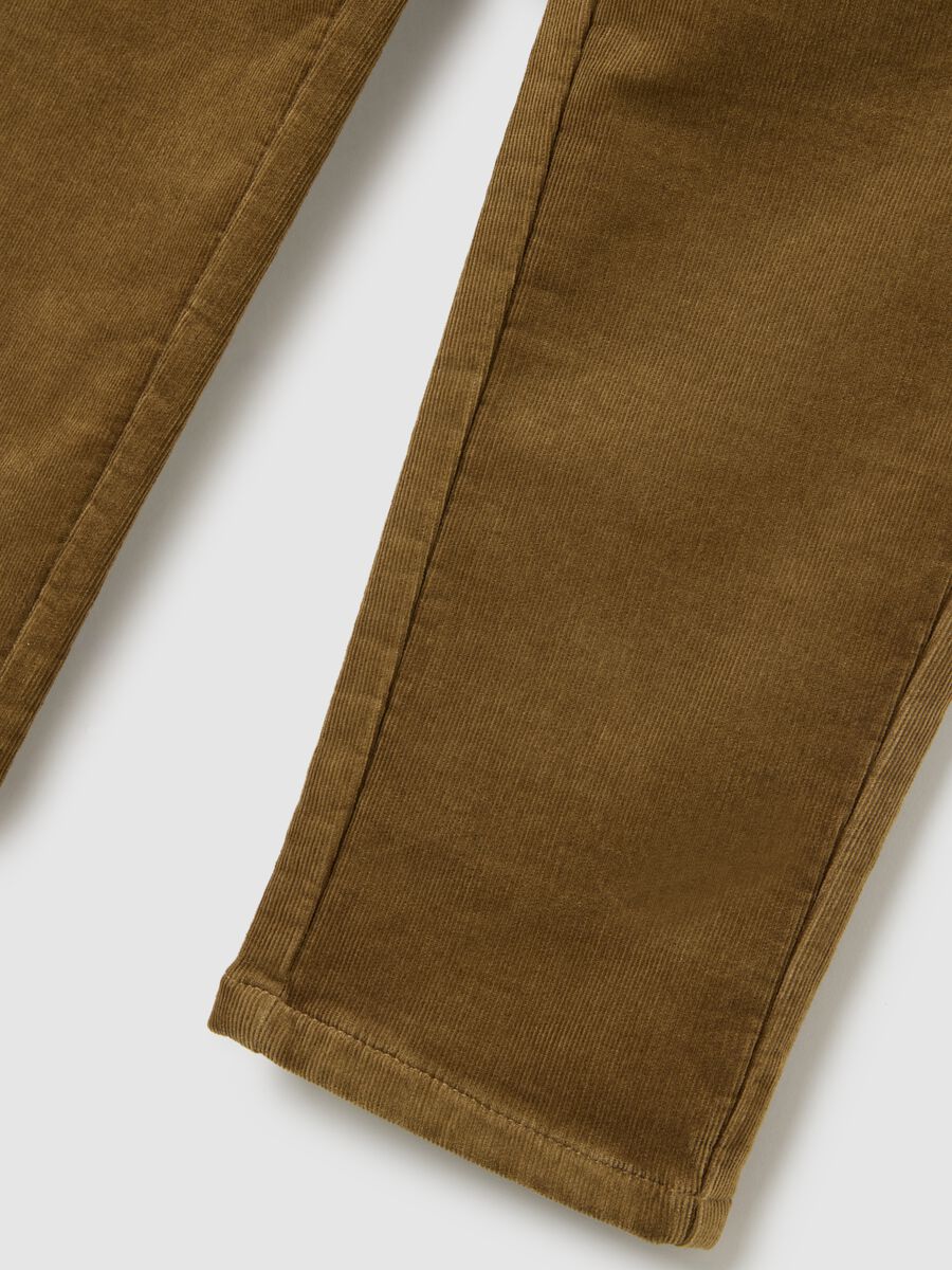 Pantaloni da bambino in misto cotone elasticizzato marroni regular fit_3