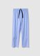 Light Blue Classic Fit Pajama Trousers in Pure Cotton_4