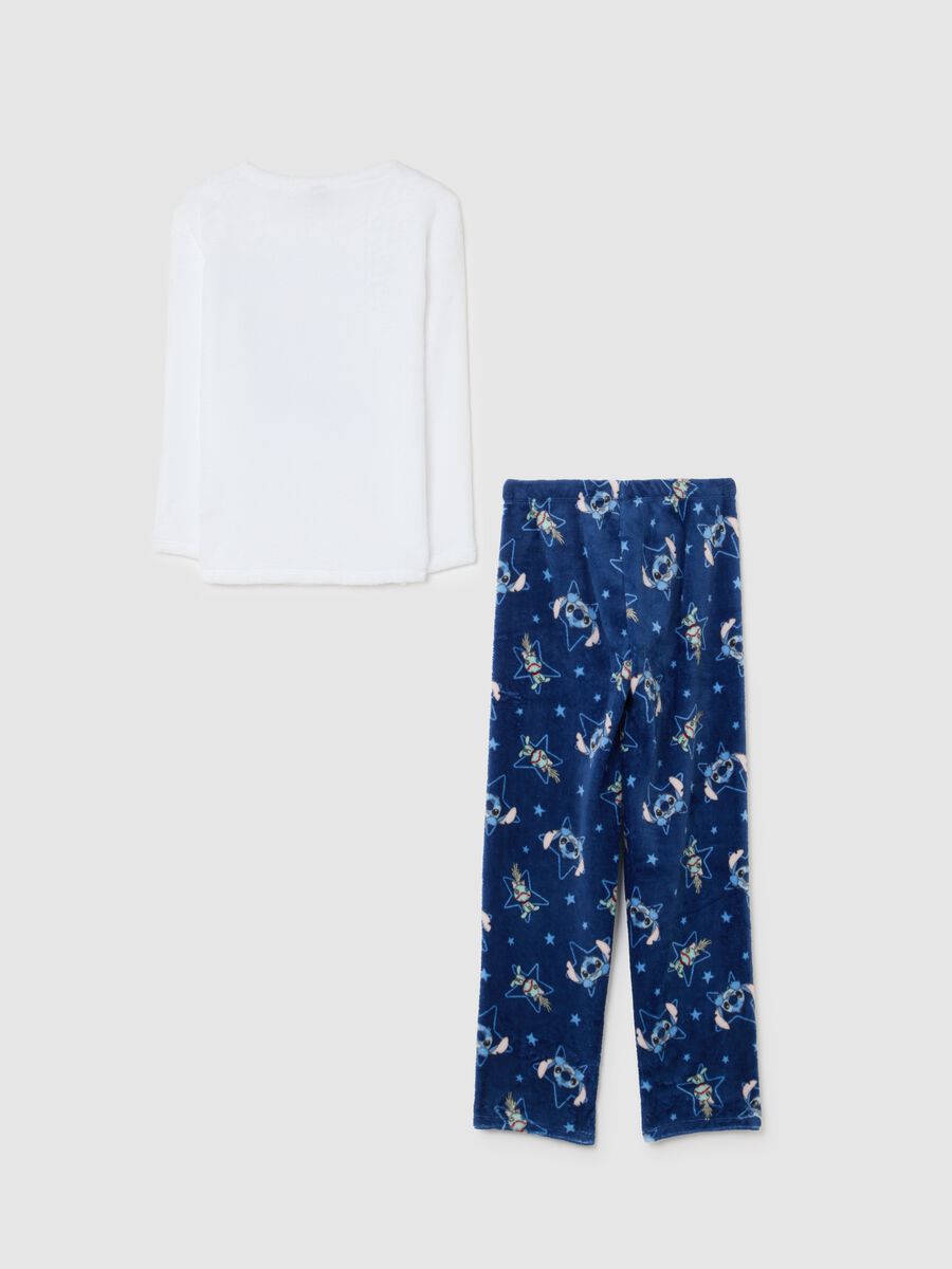 Pigiama da ragazza in coral fleece blu e bianco_1