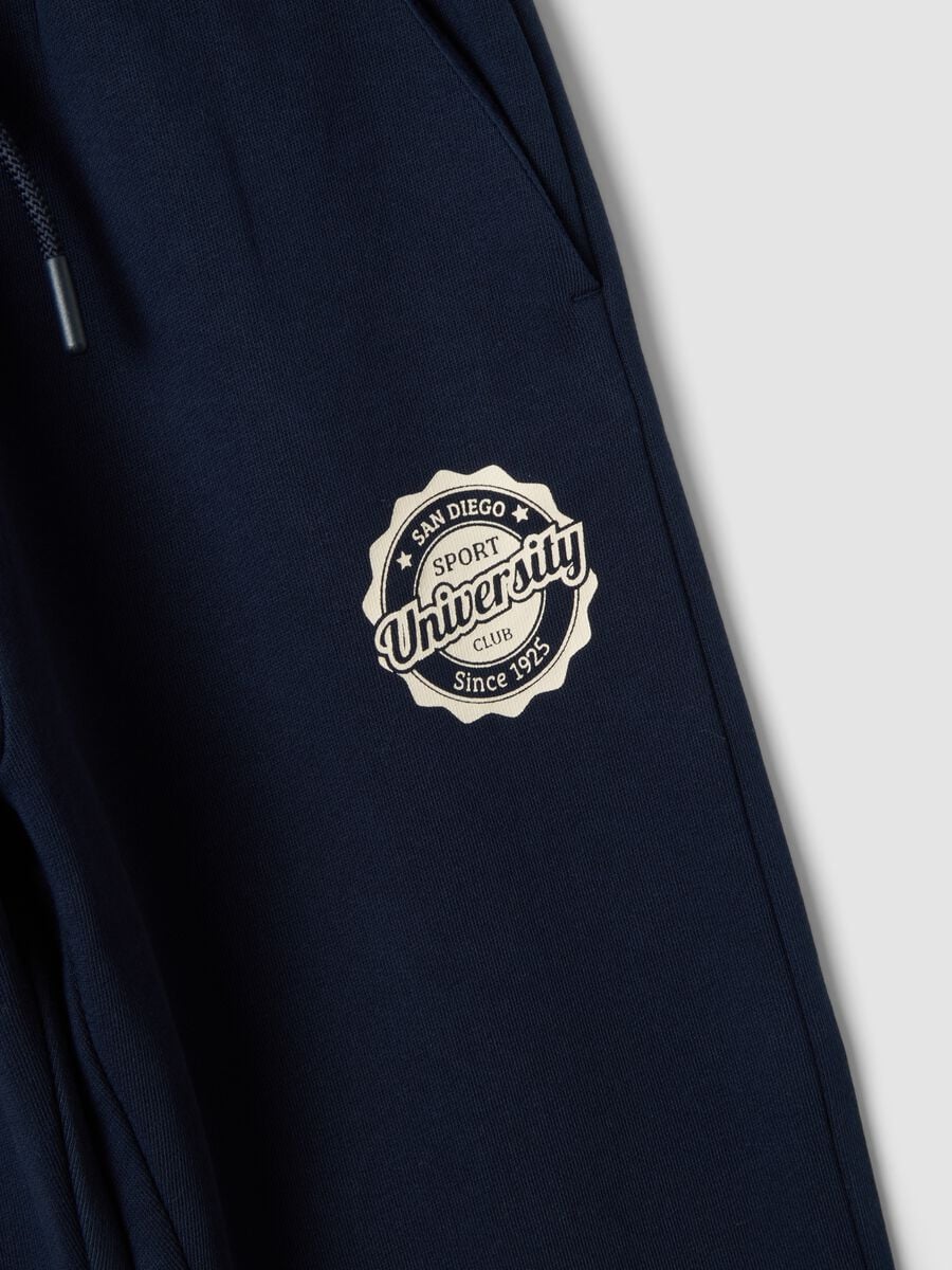 Pantaloni jogger blu in puro cotone regular fit_2