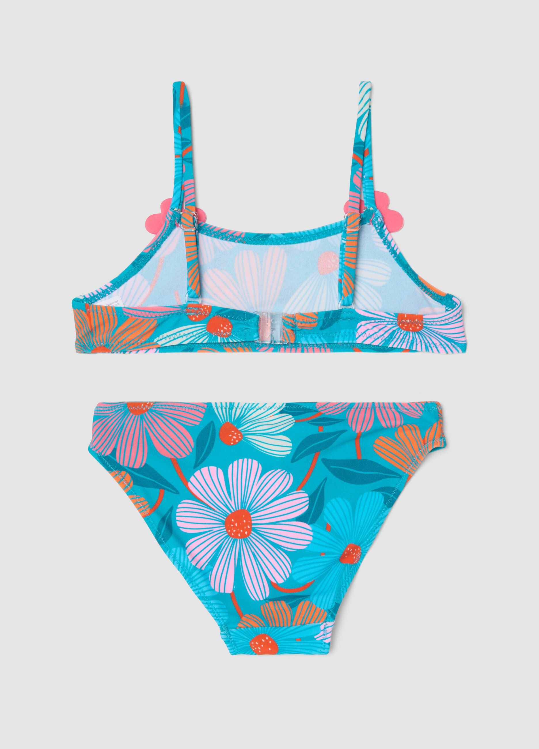 Bikini multicolor con stampa floreale per bambina