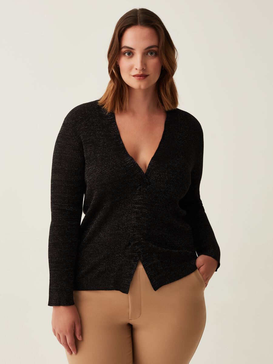 Maglia in lurex con spacco Curvy_0