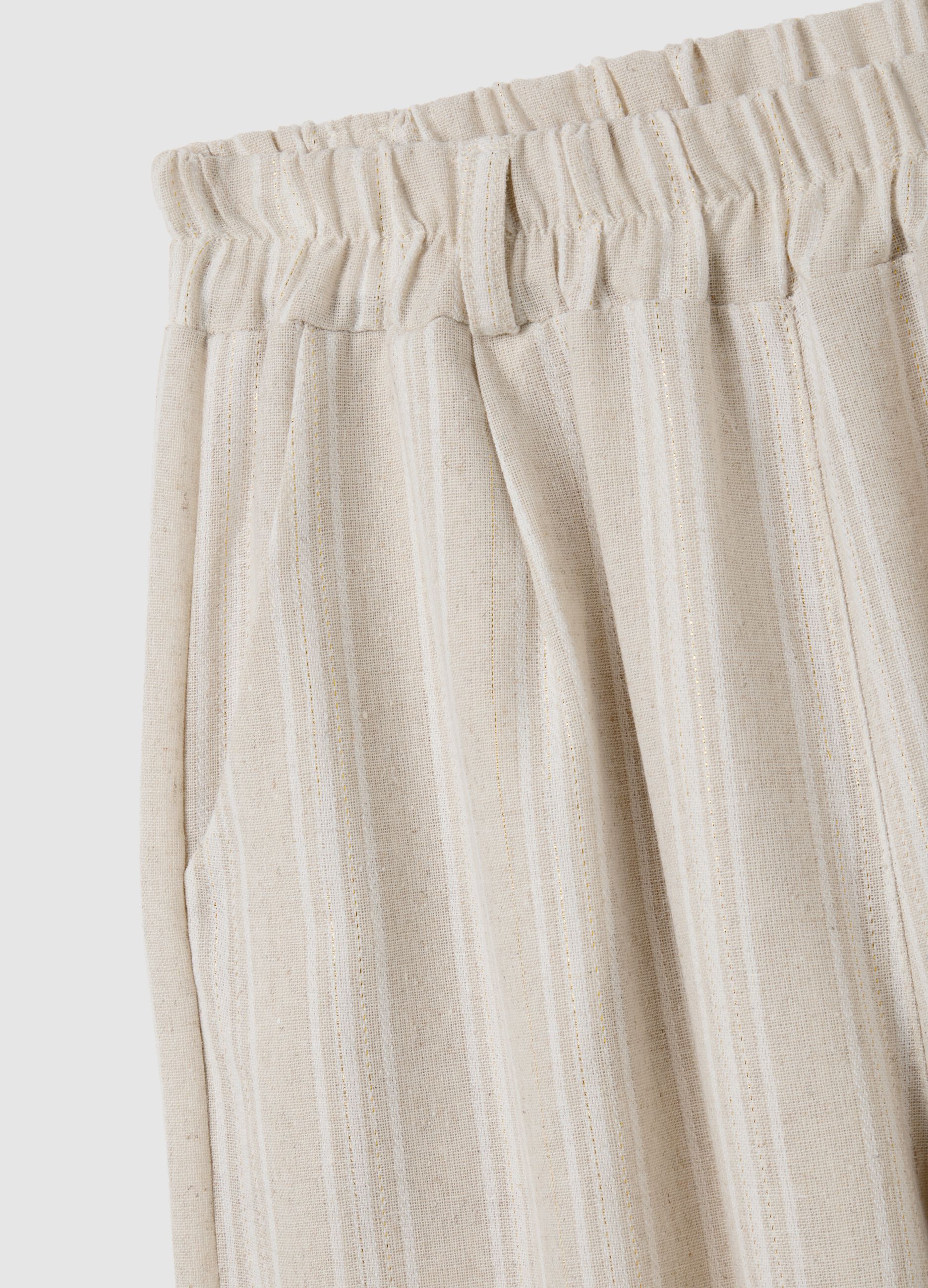 Pantaloni da donna in misto cotone beige regular fit
