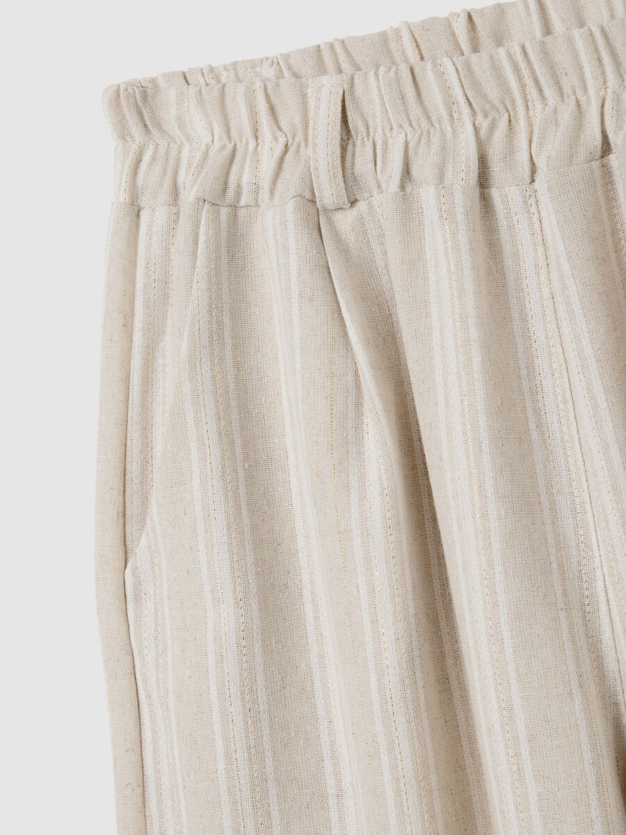 Women's beige cotton-blend trousers regular fit_1