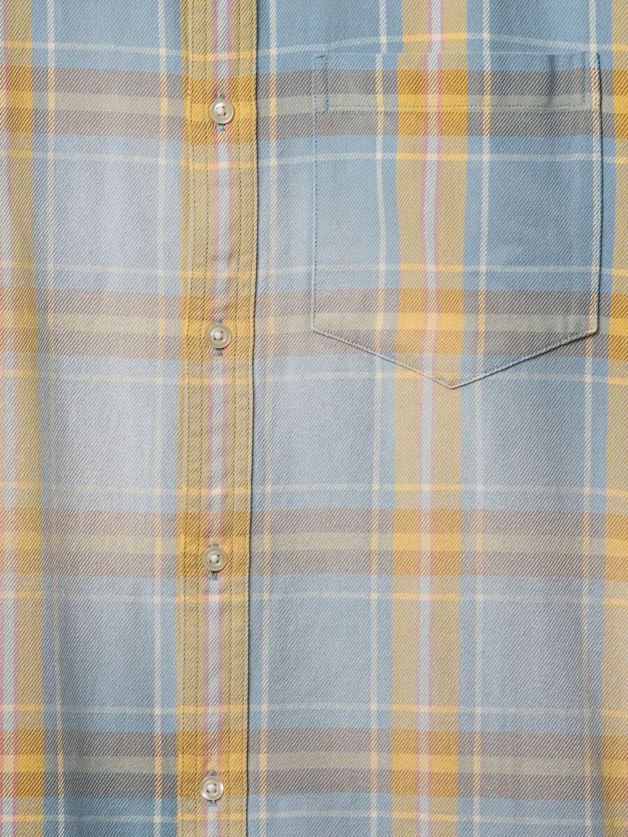 Blue and yellow plaid cotton shirt_5