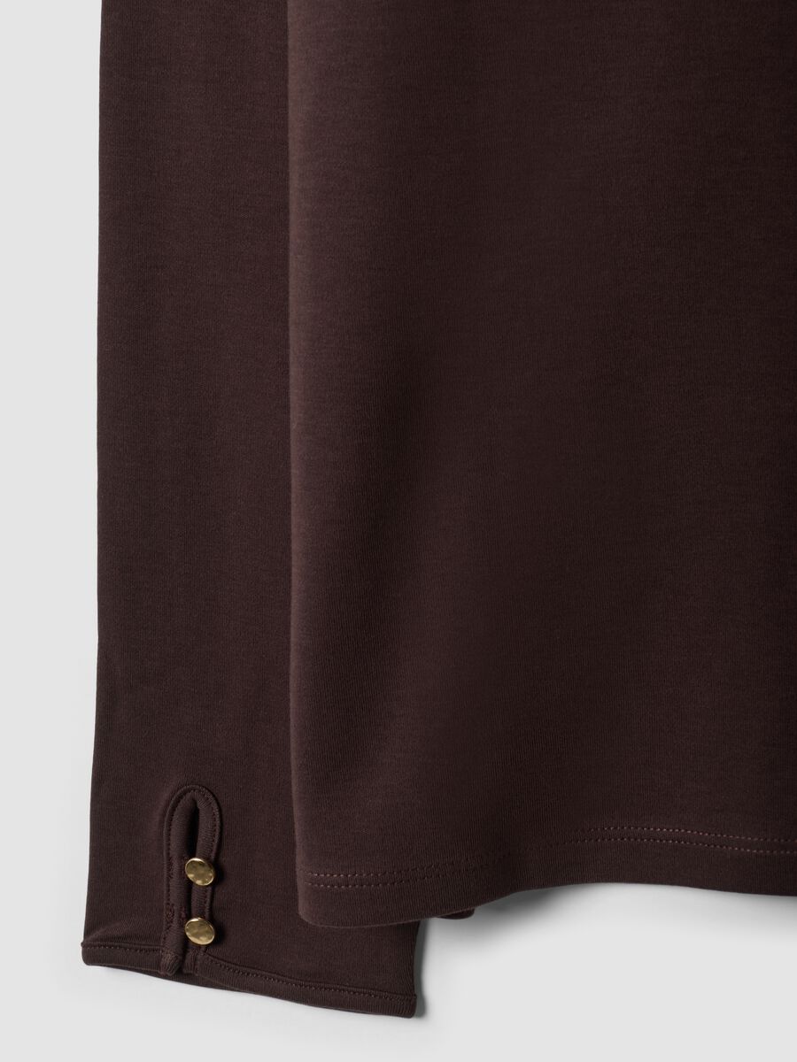T-shirt marrone in puro cotone con girocollo regular fit_1
