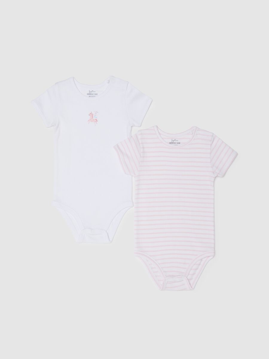 Multicoloured girl's pure cotton bodysuit twin pack_0