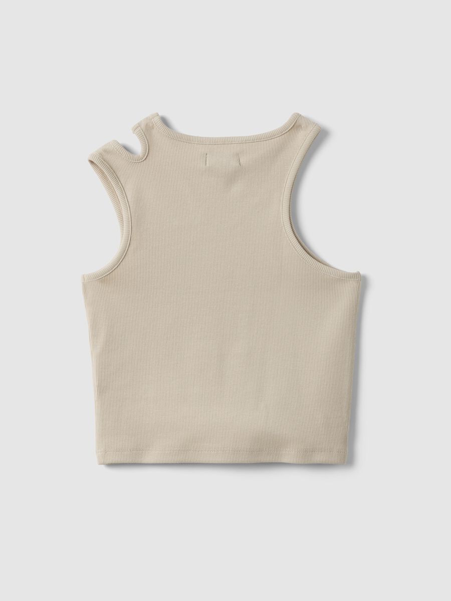 Canotta fitted in cotone elasticizzato beige da ragazza_4