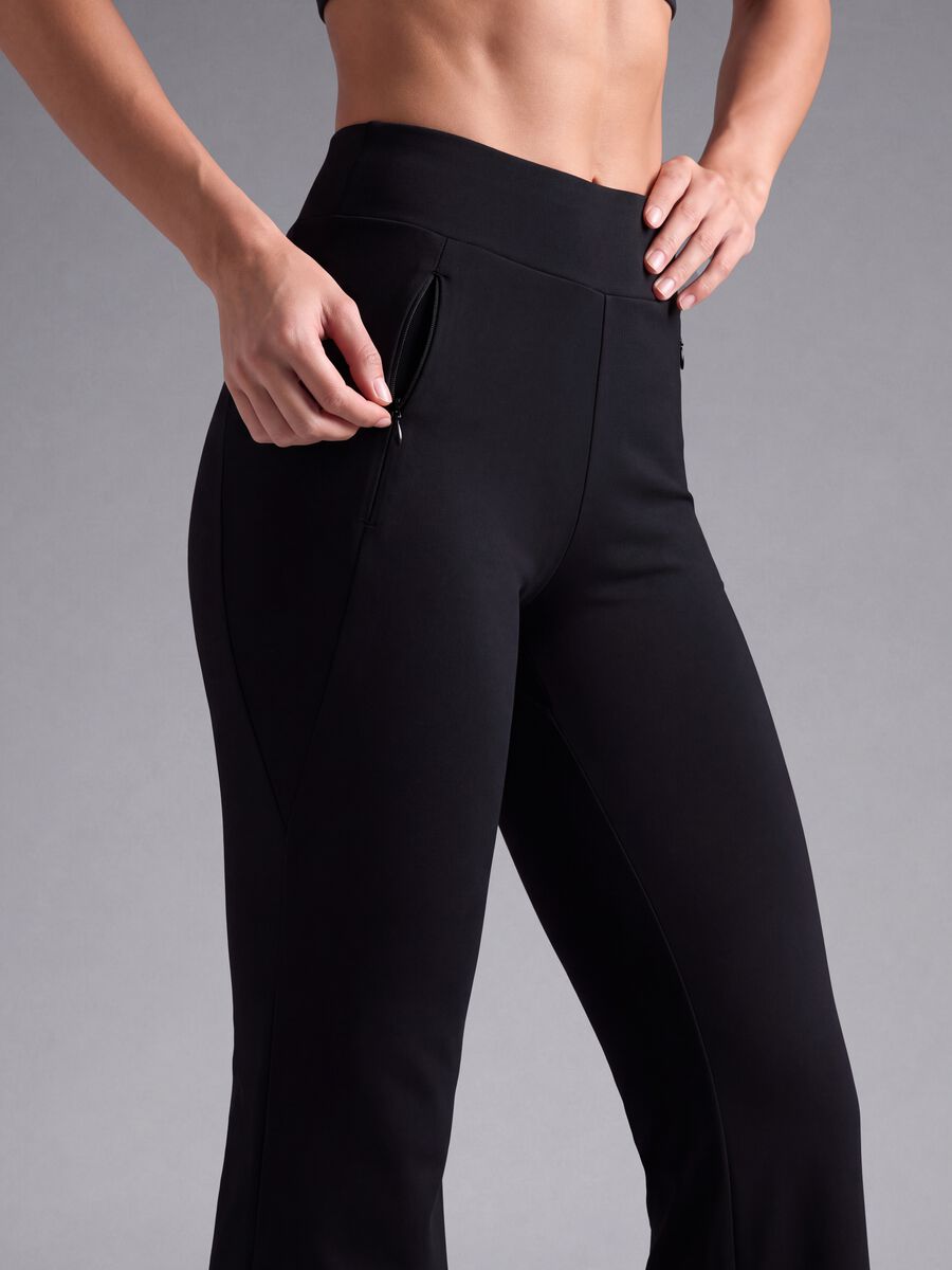 Pantaloni neri flare in tessuto elasticizzato ALTAVIA STUDIO_2