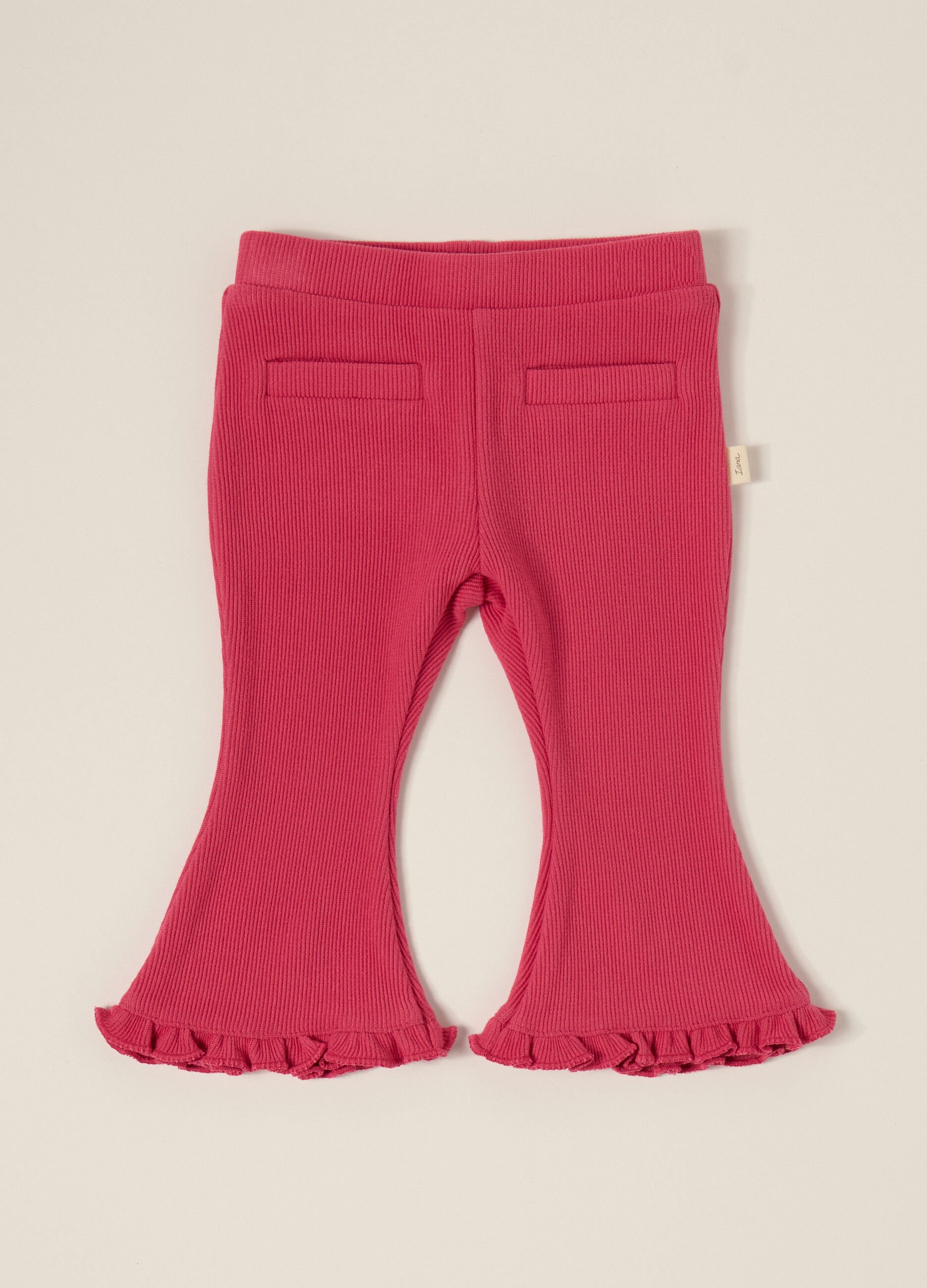 Pink Stretch Trousers with Ruffles