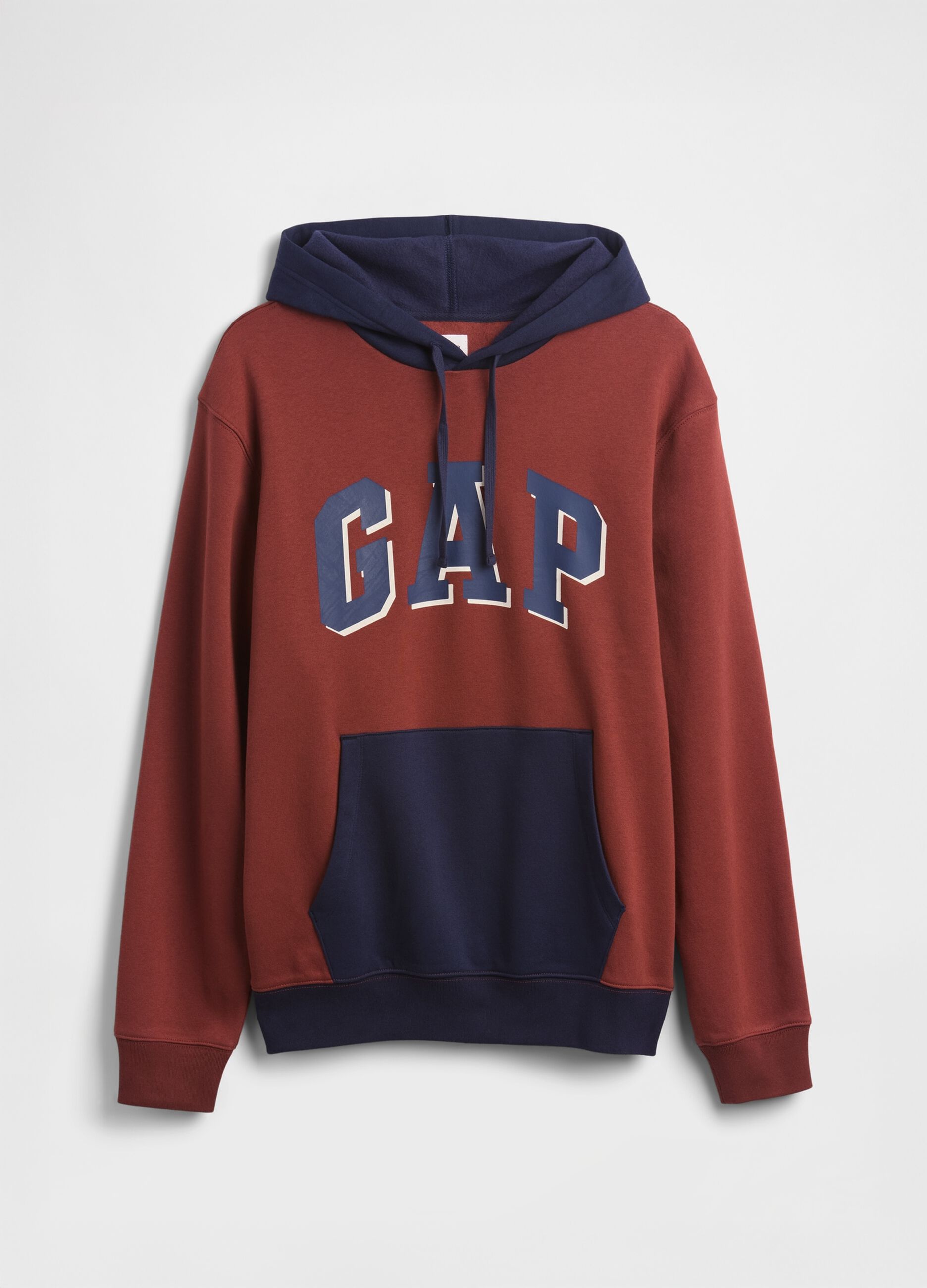 Red hooded cotton blend sweatshirt