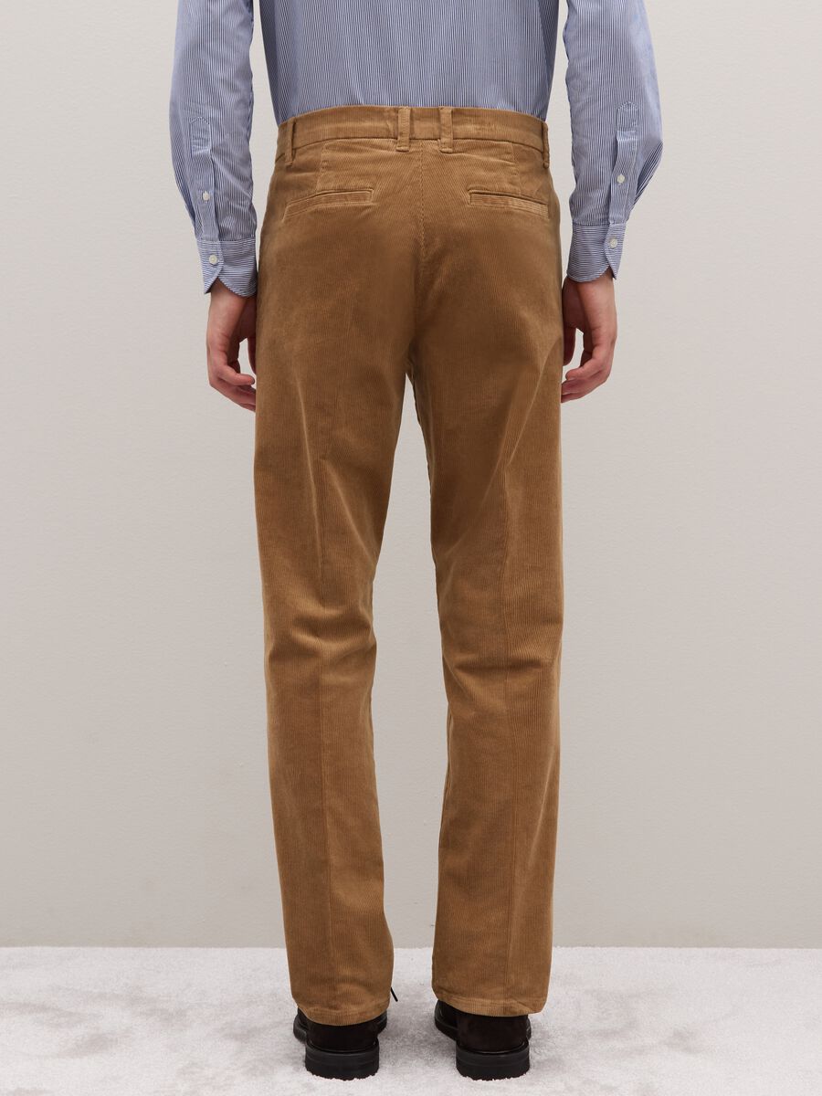 Brown cotton blend regular fit trousers_2
