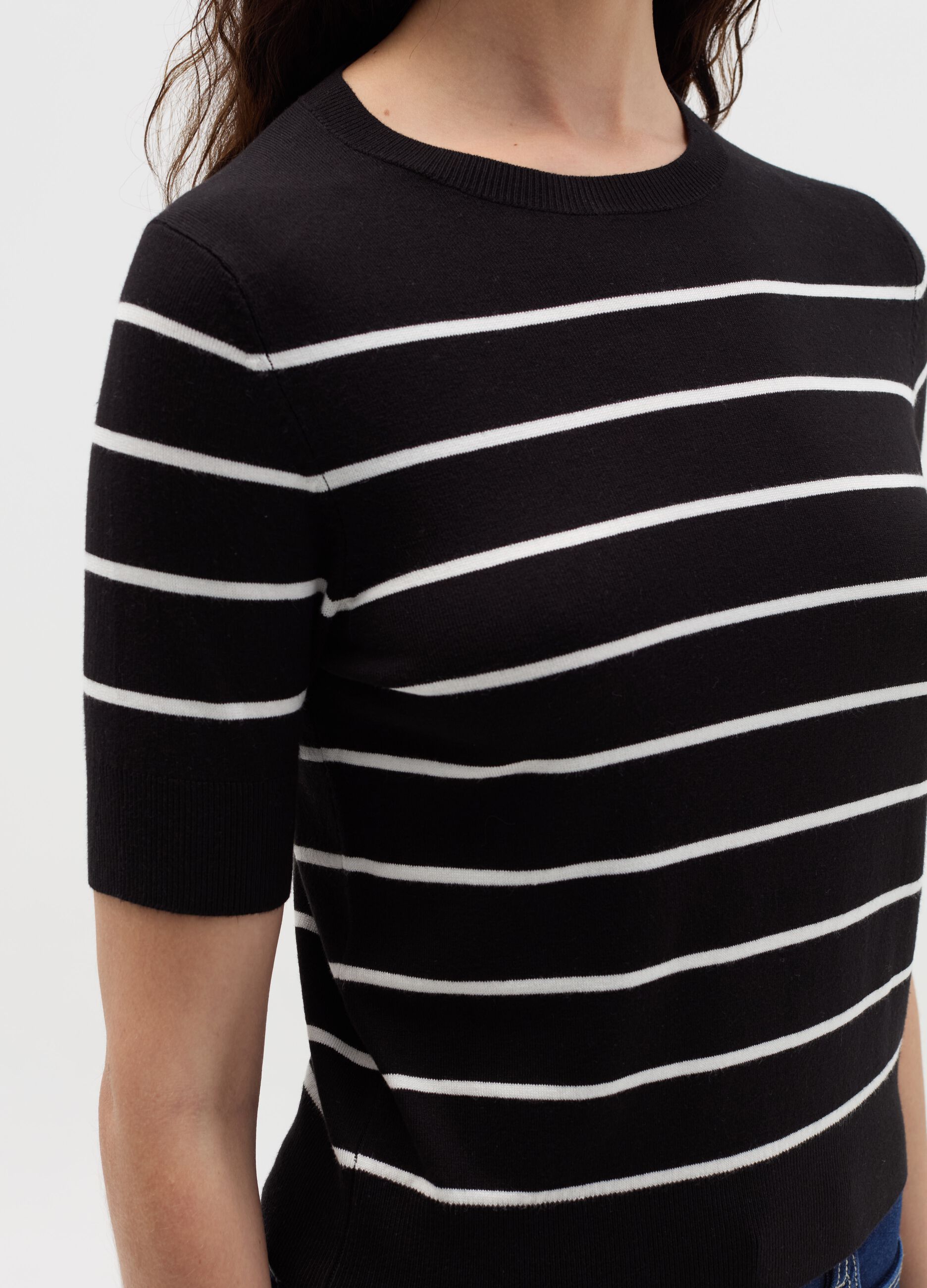 Short-sleeved top with striped design