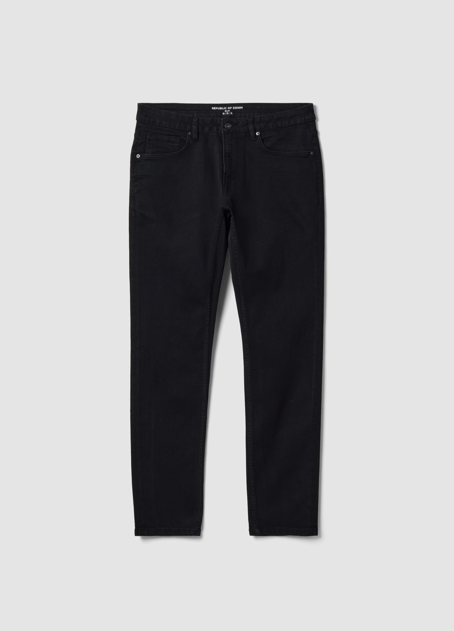 Black slim-fit stretch cotton denim jeans