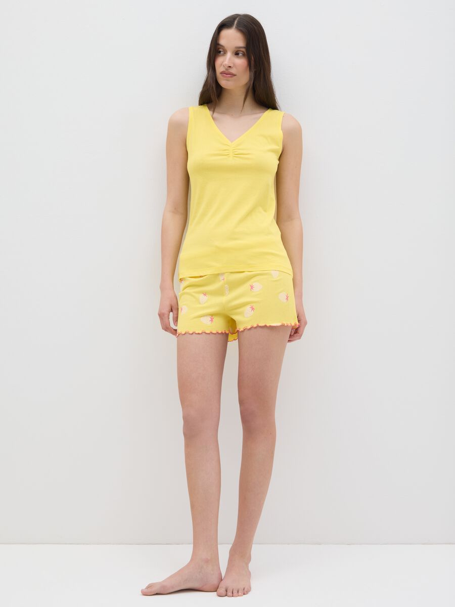 Women's Yellow Pure Cotton Shorts_0