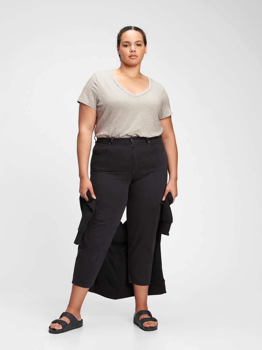 Mélange T-shirt with V neck_3