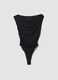Black stretch-fabric bodysuit with boat neckline_0