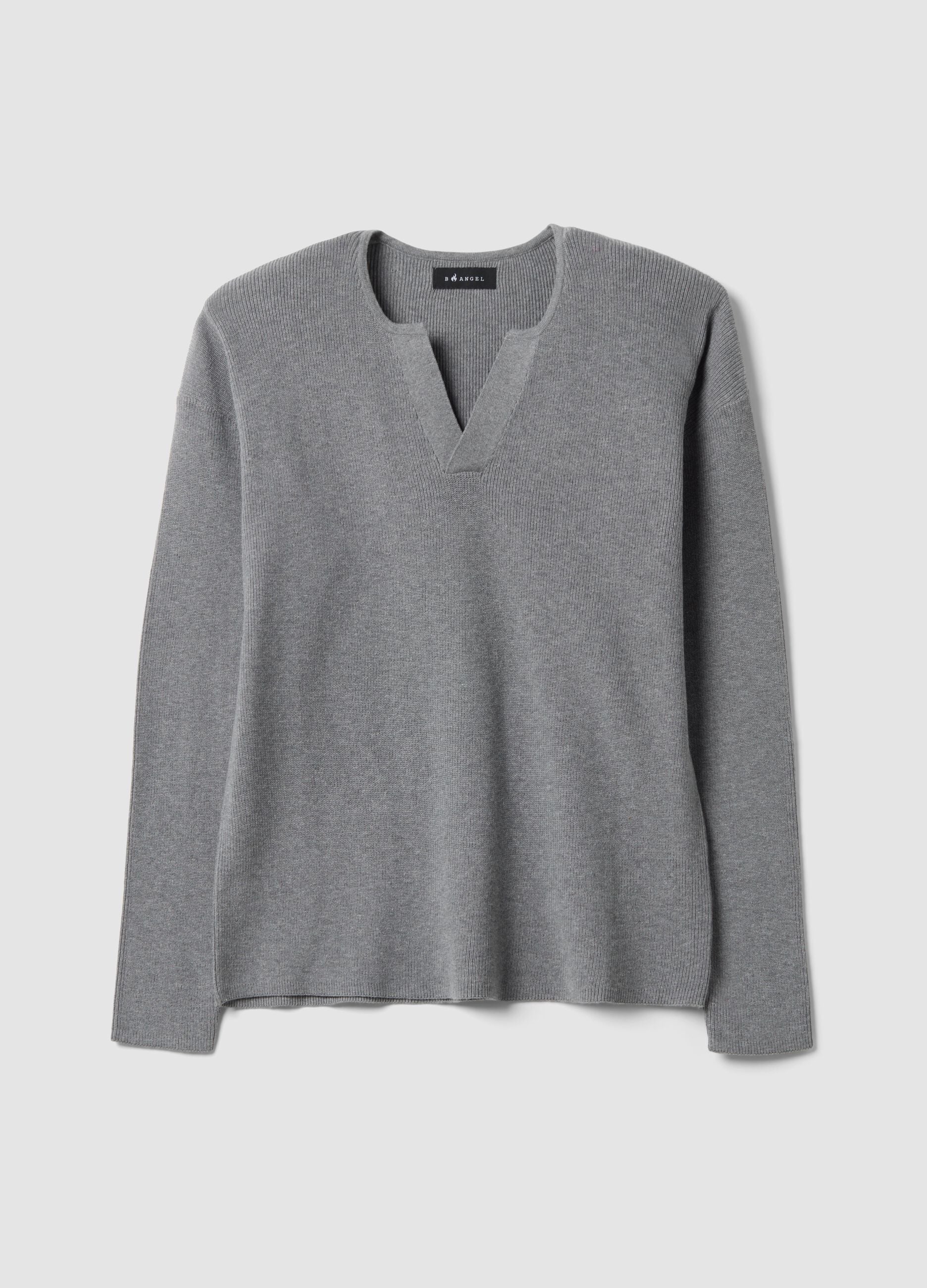 Grey cotton-blend regular-fit Henley top