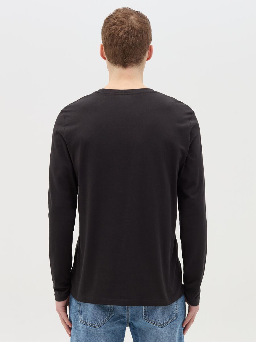 T-shirt with round neck and long sleeves in cotton_3