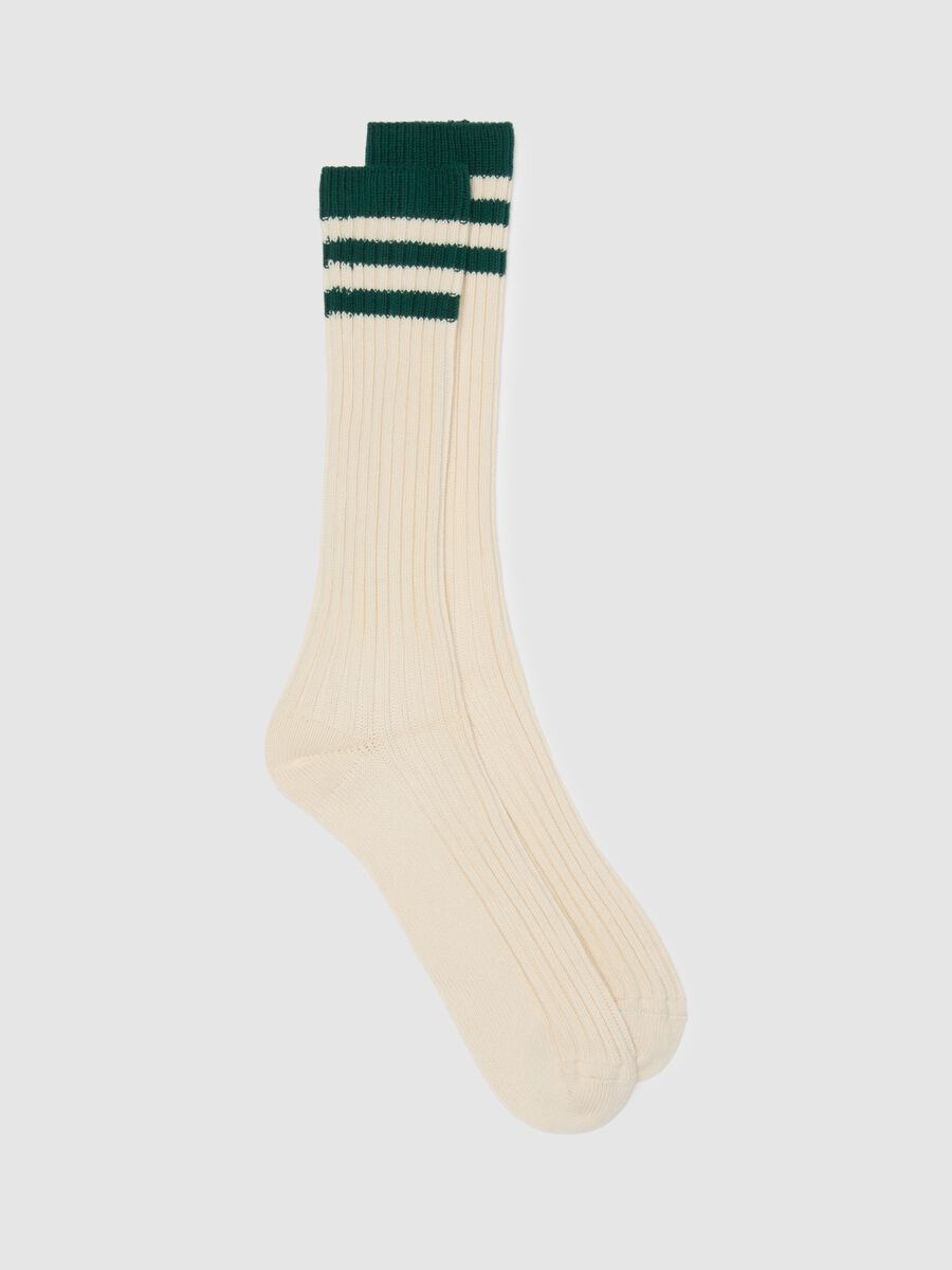 Beige stretch cotton tennis socks_0