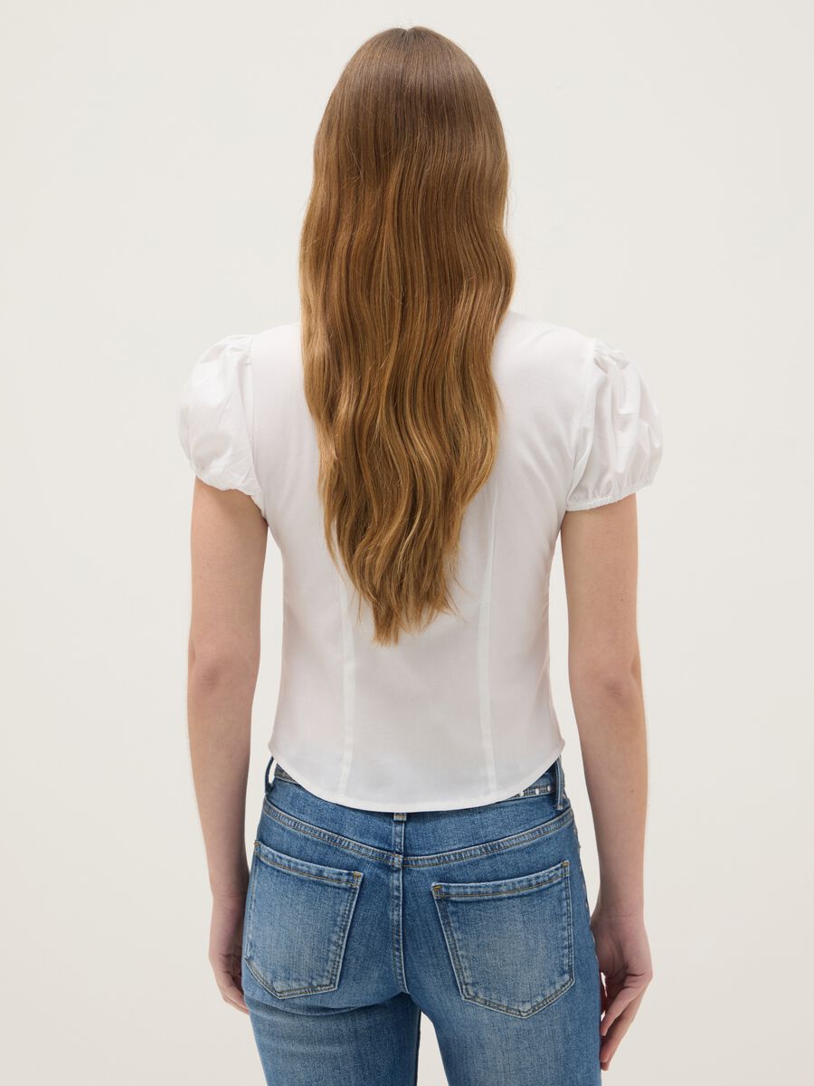 White regular-fit short-sleeve shirt in stretch cotton_2