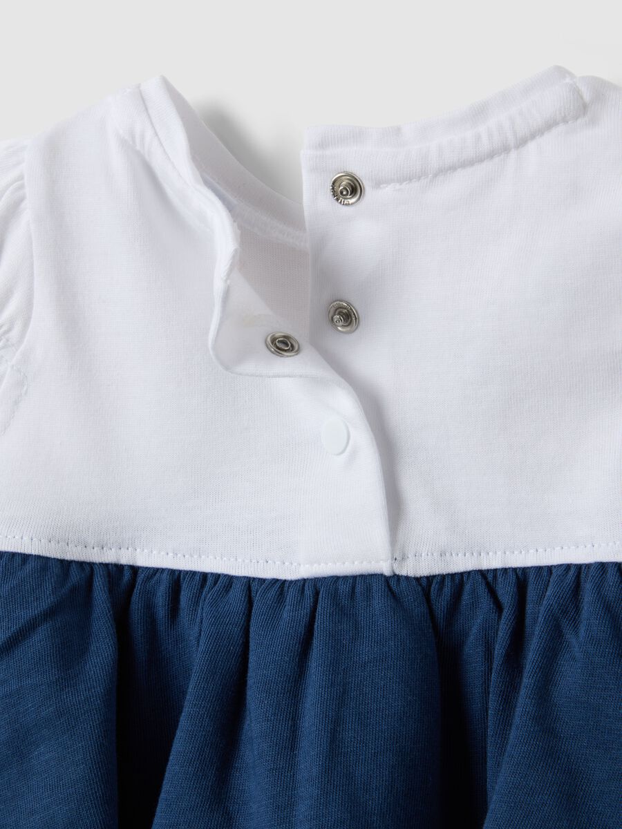 Pagliaccetto in puro cotone multicolor da neonata con balze e pesci_3