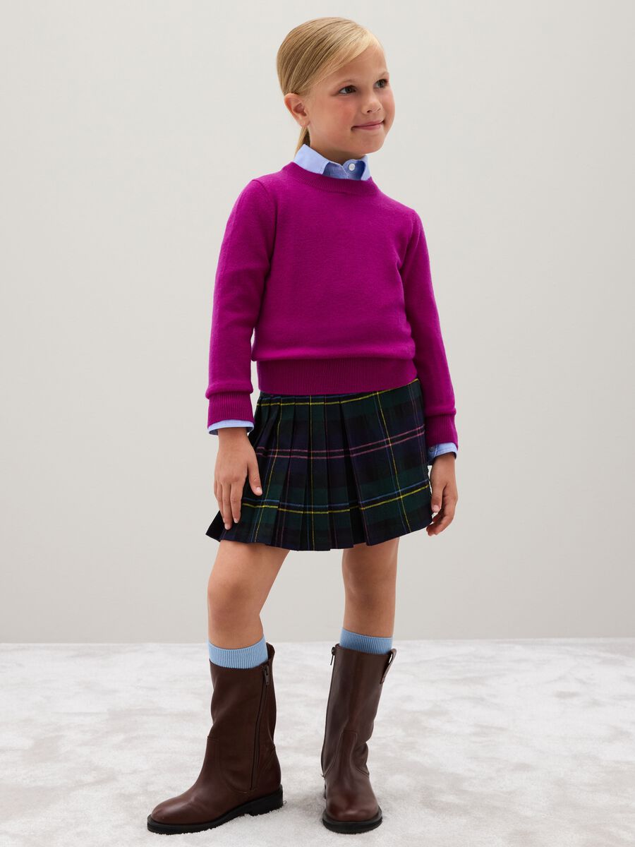 Gonna a quadri multicolor da ragazza in flanella _1