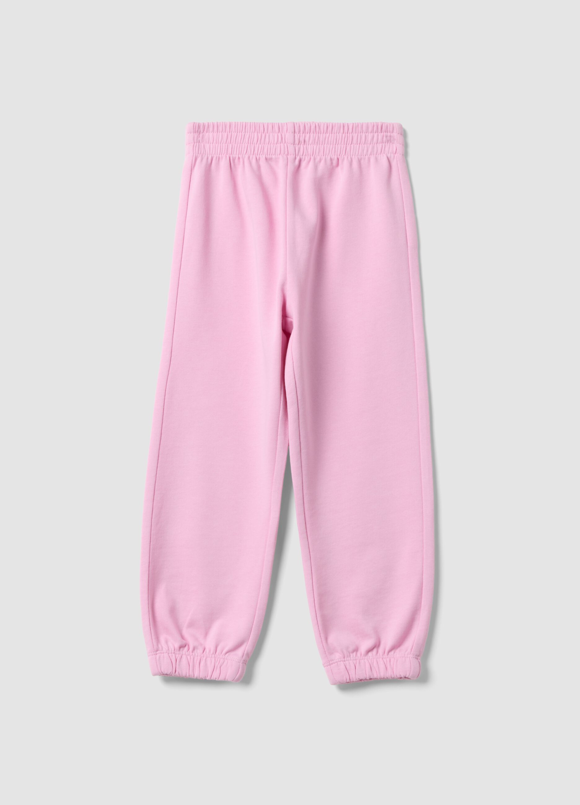 Pink pure cotton regular-fit joggers for girls