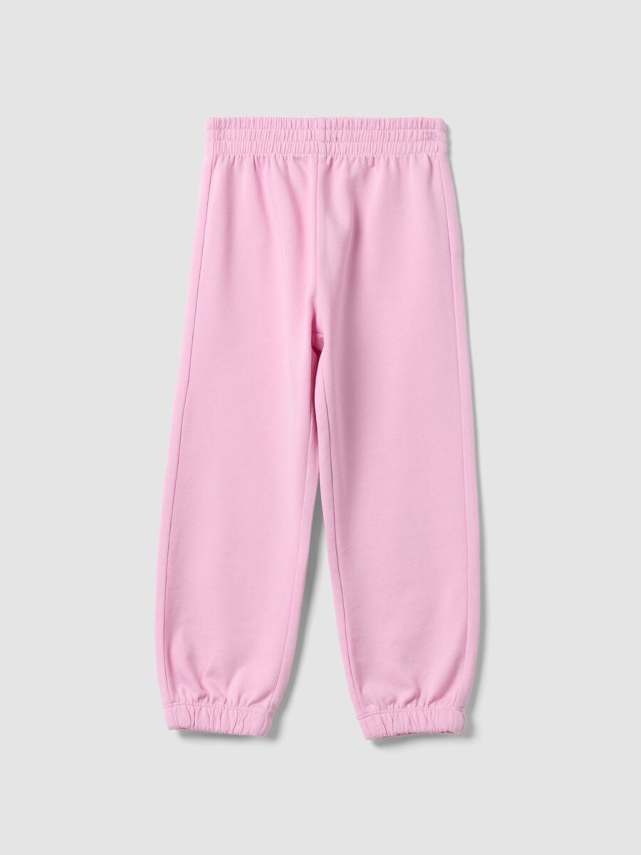 Pantaloni jogger rosa in puro cotone regular fit per bambina_0