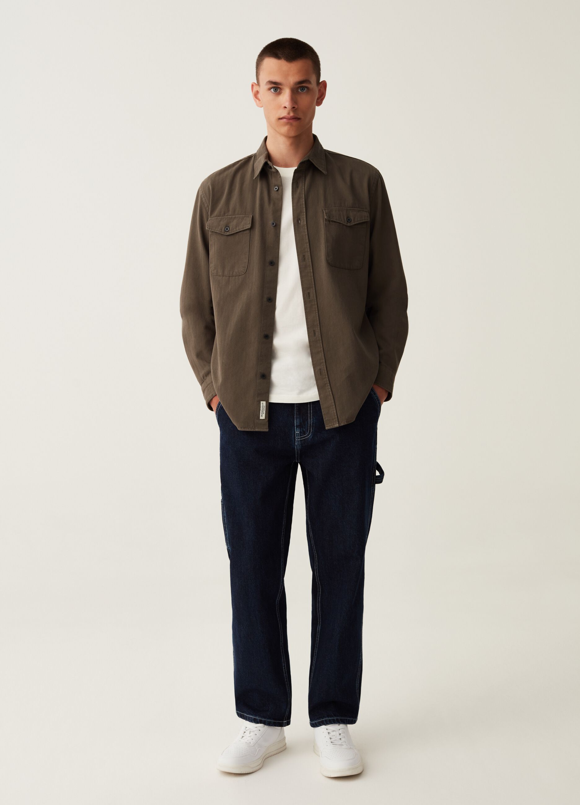 Jeans carpenter con cuciture a contrasto Lavaggio scuro GRAND