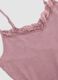 Pink slim fit stretchy viscose camisole with lace_5