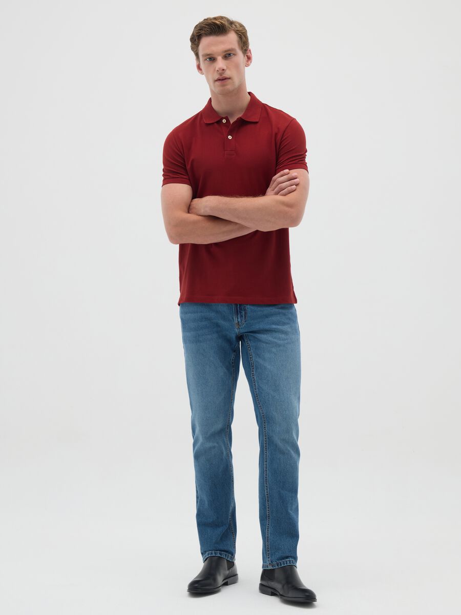 Polo da uomo in puro cotone rosso regular fit_1