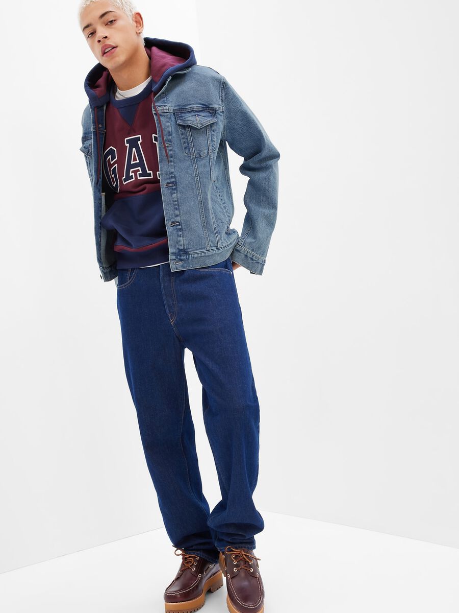 Giacca in denim acid wash_0