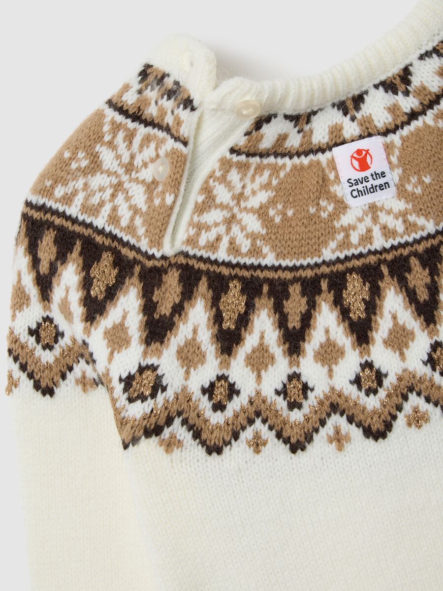 Christmas Jumper Save the Children da neonata con motivo jacquard bianco_3