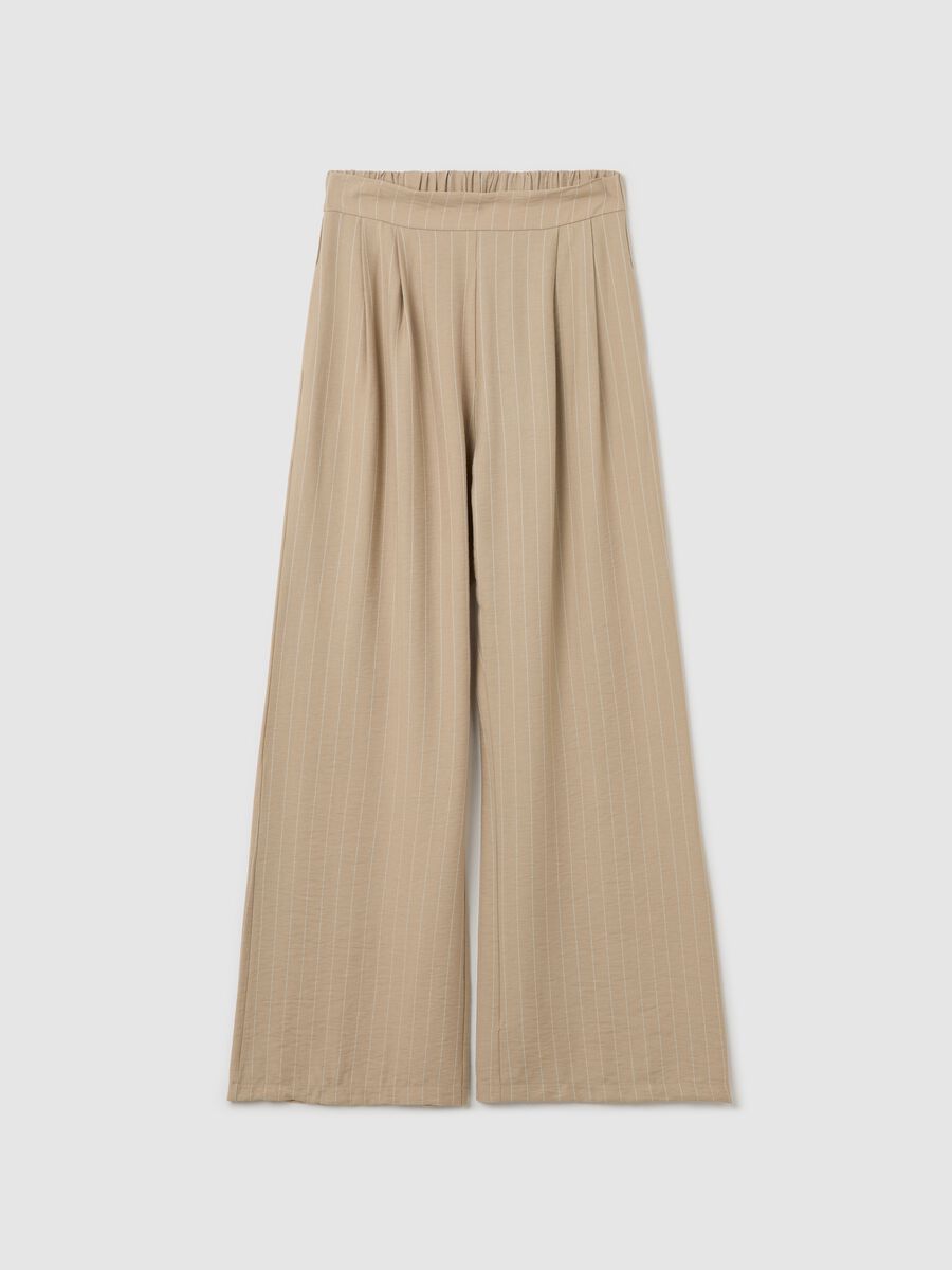 Beige palazzo trousers with striped pattern_4