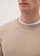 Beige crew neck pullover in regular fit cotton blend_3