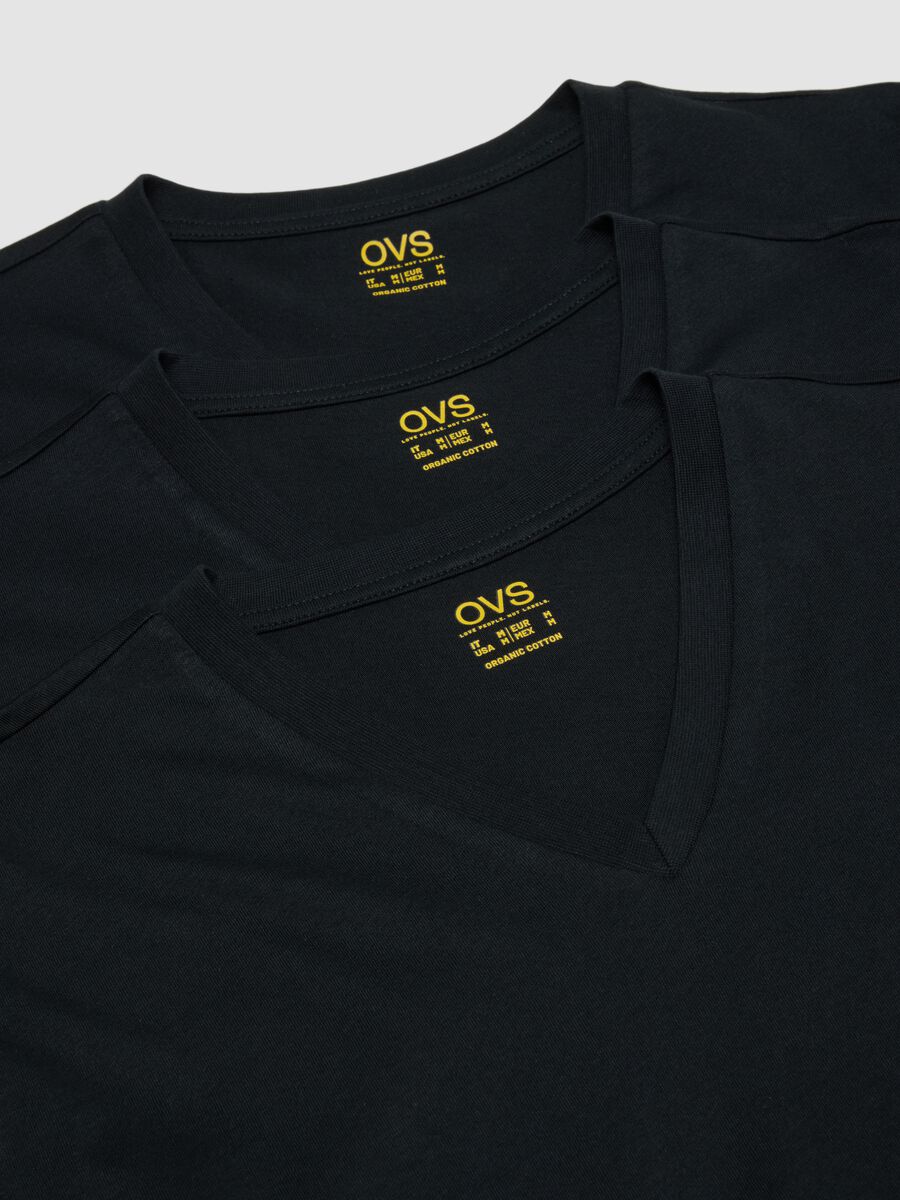 3-pack of blue organic cotton V-neck T-shirts_5