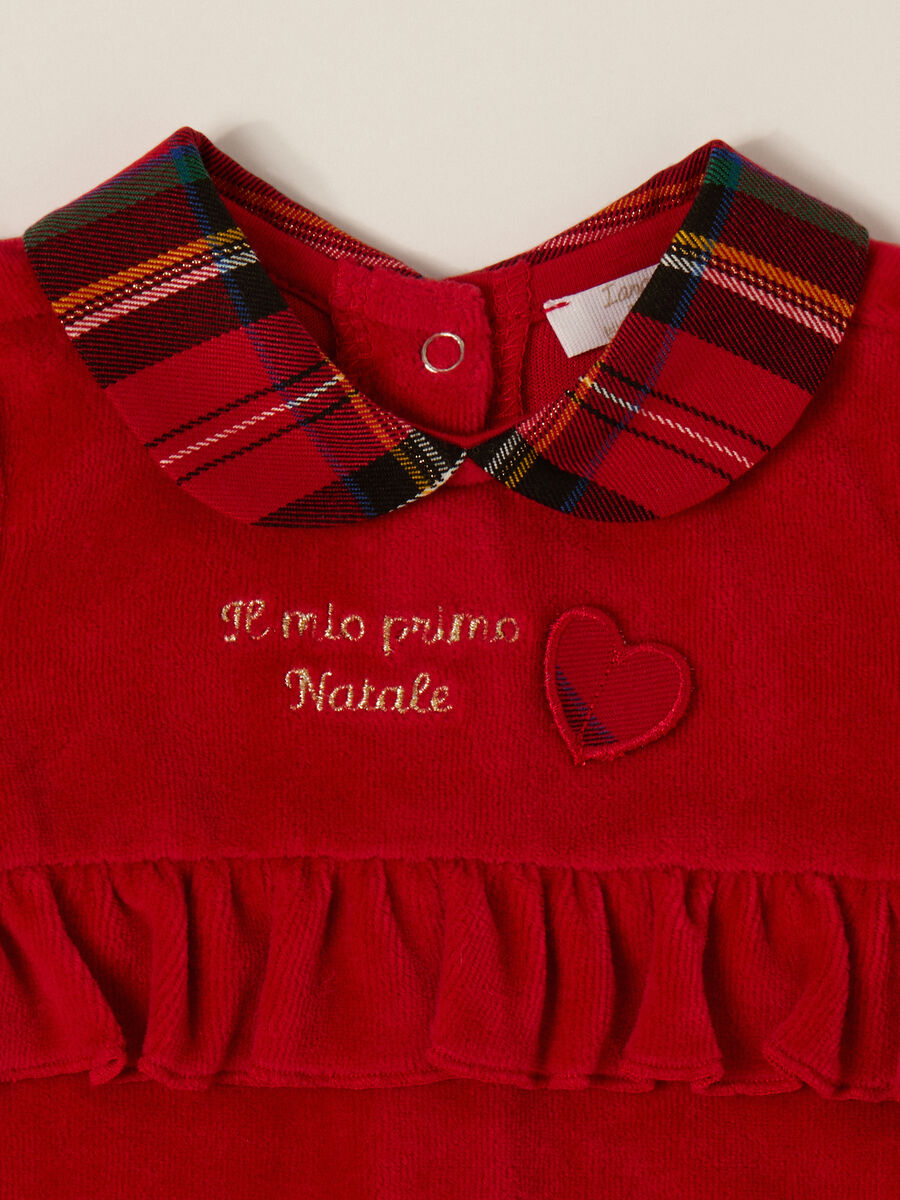 Red cotton blend baby suit_2