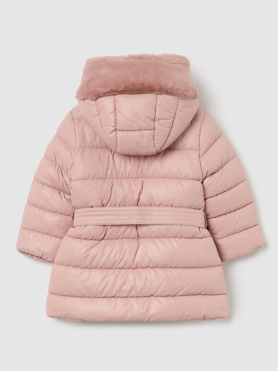 Giacca imbottita rosa da bimba regular fit con cappuccio e zip _1