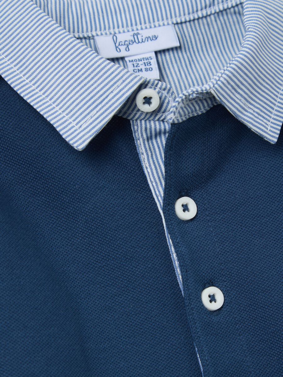 Blue stretch cotton polo shirt with sail boat design_3