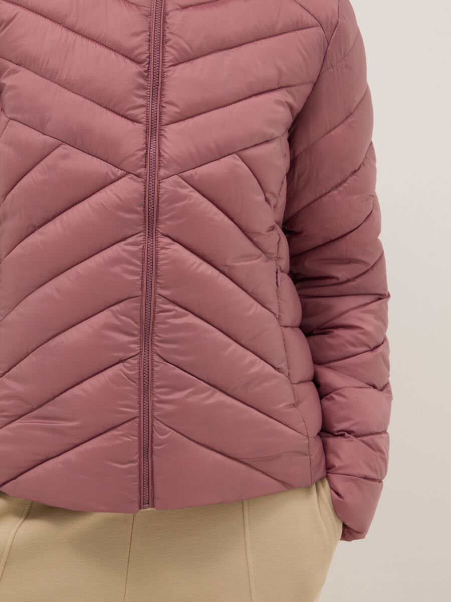 Regular fit pink padded jacket with hood_3