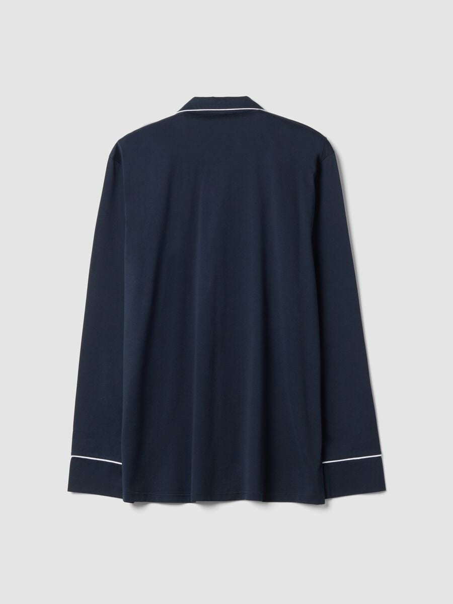 Pigiama blu con colletto in puro cotone organico_2
