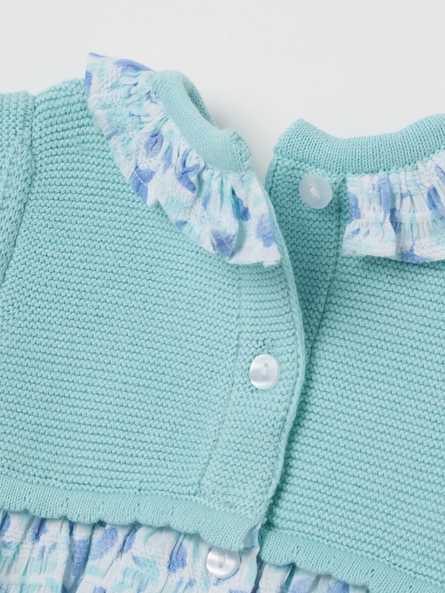 Baby Girl Fagottino Cotton Romper with Floral Ruffles_3