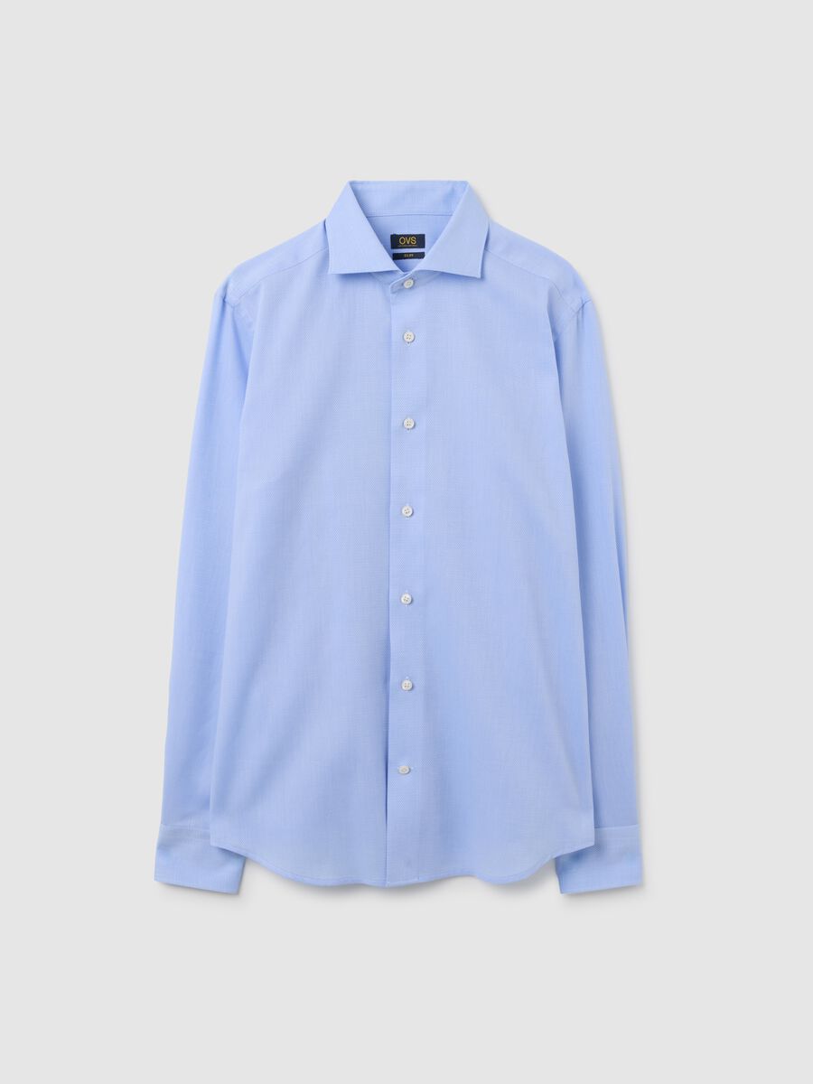 Slim-fit blue cotton shirt_4