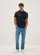 Light blue slim-fit stretch cotton jeans with five pockets_0