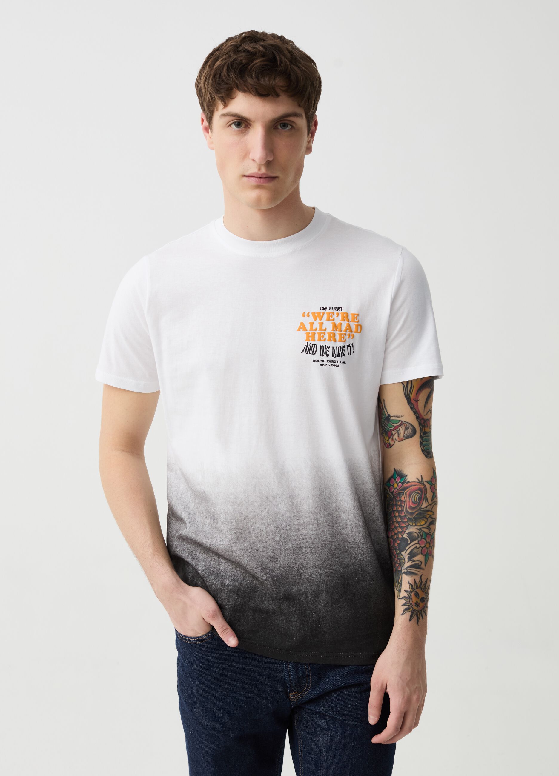 Ovs T-shirt bicolore con stampa lettering
