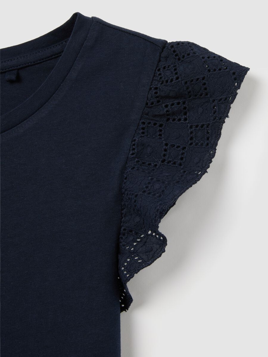 Women's blue pure cotton top regular fit with ruffles_1