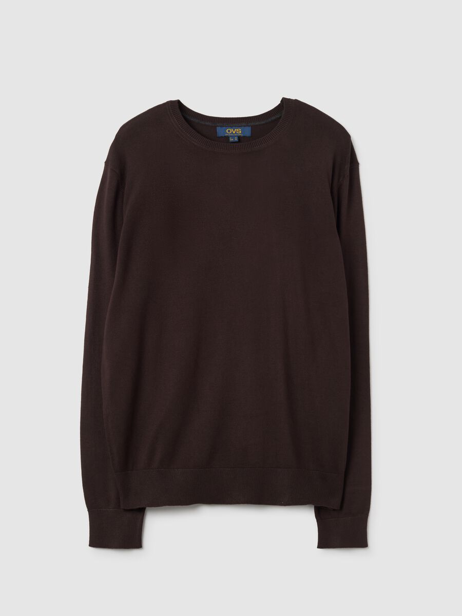Brown viscose blend regular fit jumper_0