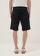Black denim cotton blend slim fit shorts_2